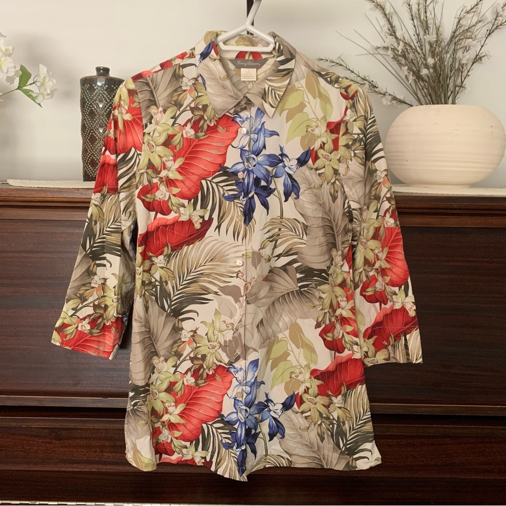 Tommy Bahama Silk Tropical Floral Shirt, Size Medium